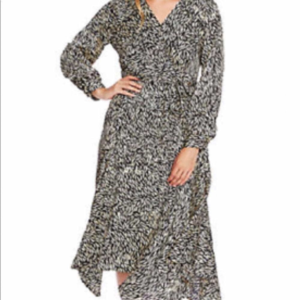 Vince Camuto black and white wrap dress
